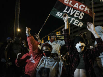 Hundreds of protesters march through the streets of Downtown Columbus to protest the police shooting and death of 23-year-old Casey Goodman Jr, on December 11, 2020, in Columbus, Ohio.