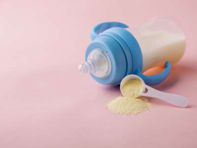 Powdered milk, baby bottle