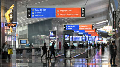 A general view of the departure area at Terminal 3 at Las Vegas's Harry Reid International Airport, one of the busiest air travel hubs in the U.S., in Paradise, Las Vegas, Nevada, on January 10, 2025.