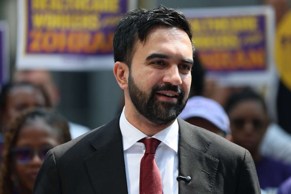 Zohran Mamdani speaks during a press conference outside of the Jacob K. Javits Federal Building on August 7, 2025, in New York City.