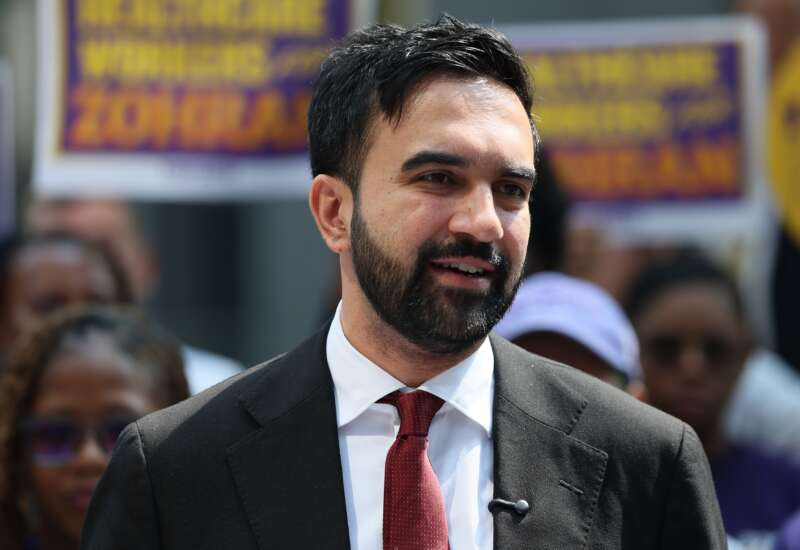 Zohran Mamdani speaks during a press conference outside of the Jacob K. Javits Federal Building on August 7, 2025, in New York City.