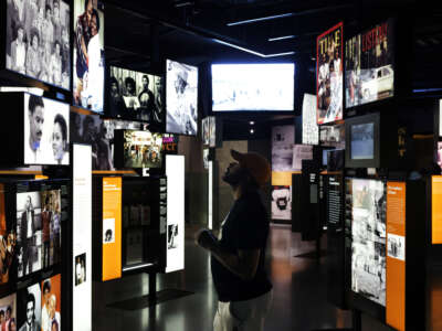 A visitor browses an exhibition at the Smithsonian National Museum of African American History and Culture on August 28, 2025, in Washington, D.C.