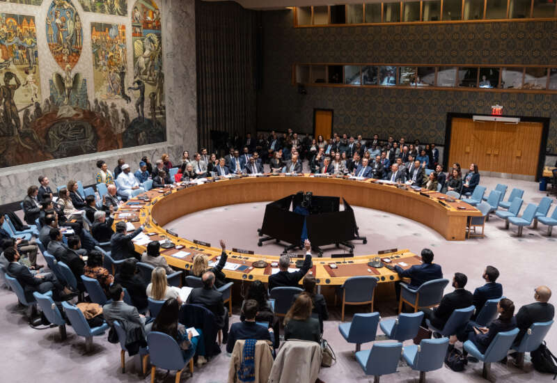 UN Security Council members vote on a draft resolution to authorize an “International Stabilization Force” in Gaza, authored by the U.S. at UN Headquarters.