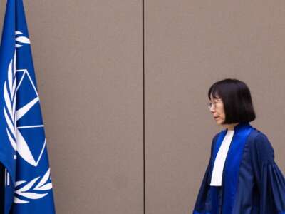 International Criminal Court (ICC) President and Judge Tomoko Akane arrives prior to the announcement of the ICC verdict on November 20, 2024 at the ICC court in The Hague.