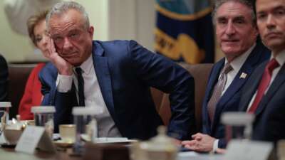 Members of U.S. President Donald Trump's cabinet (L-R) Health and Human Services Secretary Robert F. Kennedy Jr., Interior Secretary Doug Burgum, and Secretary of State Marco Rubio attend a meeting in the Cabinet Room of the White House on December 2, 2025 in Washington, D.C.