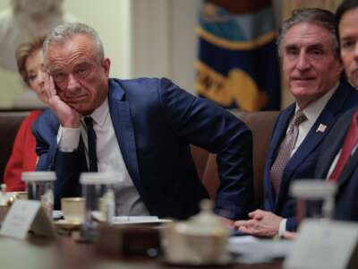 Members of U.S. President Donald Trump's cabinet (L-R) Health and Human Services Secretary Robert F. Kennedy Jr., Interior Secretary Doug Burgum, and Secretary of State Marco Rubio attend a meeting in the Cabinet Room of the White House on December 2, 2025 in Washington, D.C.