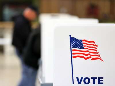 Voters cast their ballots at the American Legion Hall in Oak Creek, Wisconsin, on November 5, 2024. On December 18, 2025, Trump’s Justice Department sued Wisconsin for its voter data.