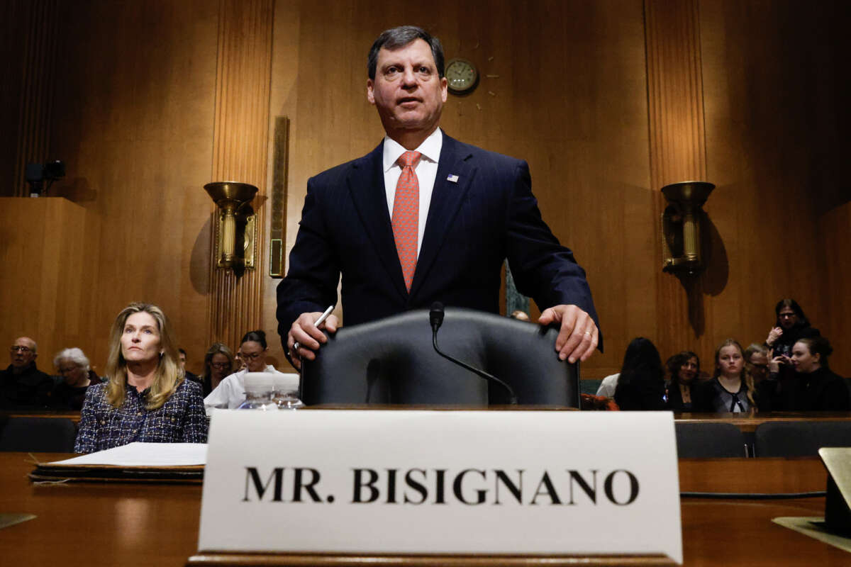 Frank Bisignano, Donald Trump’s Commissioner of Social Security Administration, appears at his Senate Finance Committee confirmation hearing at the Dirksen Senate Office Building on March 25, 2025, in Washington, D.C.