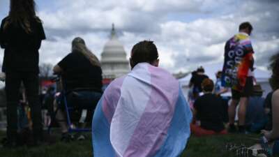 People attend a Trans Day of Visibility rally in Washington, D.C., on March 31, 2025.