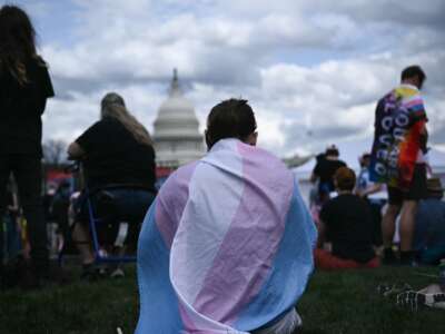 People attend a Trans Day of Visibility rally in Washington, D.C., on March 31, 2025.