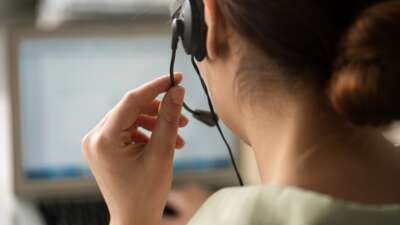 Woman working in a call center