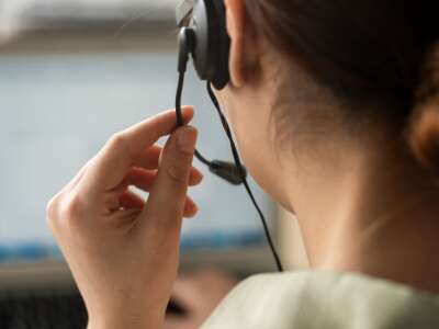 Woman working in a call center