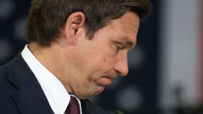 Florida Gov. Ron DeSantis speaks during a press conference on May 1, 2025, in Miramar, Florida. DeSantis has been criticized for setting executions and deciding clemency requests without providing any explanation for his decisions.