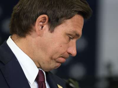 Florida Gov. Ron DeSantis speaks during a press conference on May 1, 2025, in Miramar, Florida. DeSantis has been criticized for setting executions and deciding clemency requests without providing any explanation for his decisions.