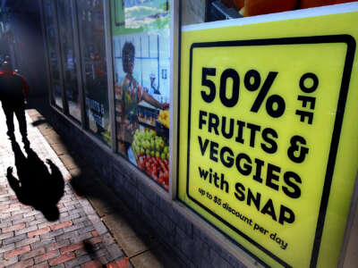 The now-closed Daily Table Community Grocery Store on Washington Street in Nubian Square still advertises SNAP benefits in the windows on November 4, 2025, in Boston, Massachusetts.