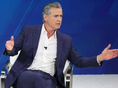 California Gov. Gavin Newsom speaks during the 2025 New York Times Dealbook Summit at Jazz at Lincoln Center on December 3, 2025, in New York City.
