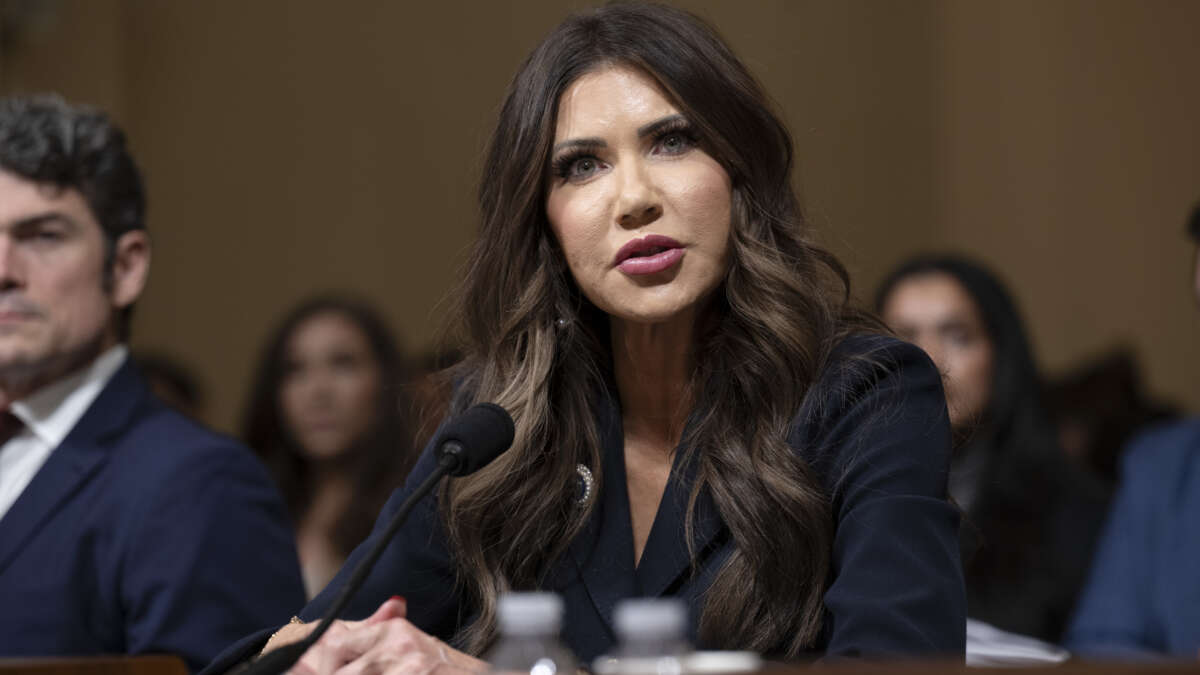Department of Homeland Security Secretary Kristi Noem answers questions from members of congress during the House Committee on Homeland Security on December 11, 2025, in Washington, D.C.