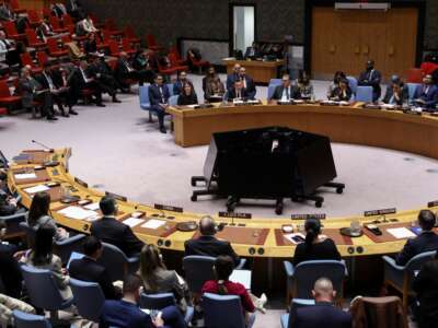 A United Nations Security Council meeting takes place on December 23, 2025, in New York City, New York.