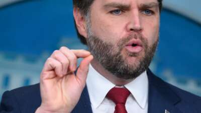 Vice President JD Vance speaks during a press briefing in the Brady Briefing Room at the White House in Washington, D.C. on January 8, 2026.