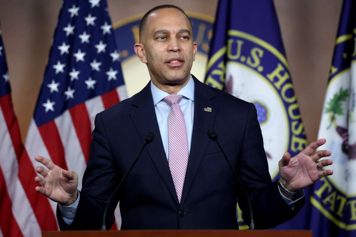 House Minority Leader Hakeem Jeffries (D-New York) holds a news conference at the U.S. Capitol on January 5, 2026 in Washington, D.C.