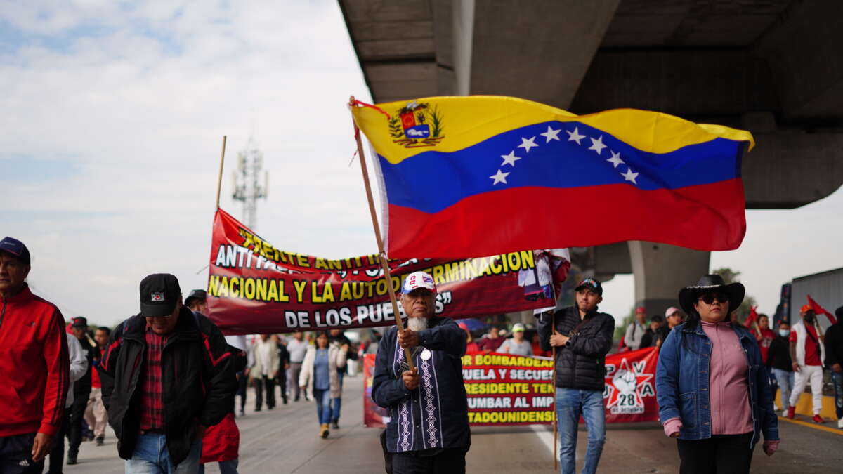 Tens of thousands of people in Puebla's anti-imperialist front marched and closed the main highway through the city, which goes to Mexico City, on January 21, 2026.