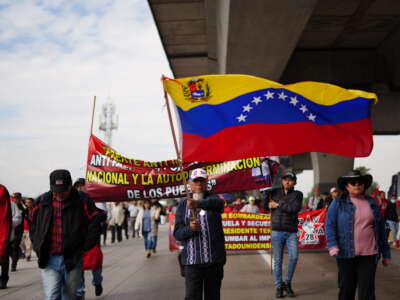 Tens of thousands of people in Puebla's anti-imperialist front marched and closed the main highway through the city, which goes to Mexico City, on January 21, 2026.