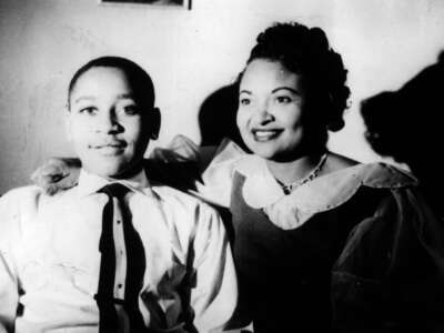 Emmett Louis Till at 13 with his mother, Mamie Till-Mobley, at home in Chicago, Illinois, in December 1954.