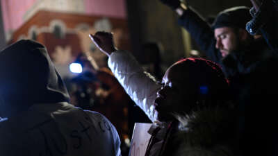 Demonstrators protest the the killing of Tyre Nichols on January 27, 2023, in Memphis, Tennessee.