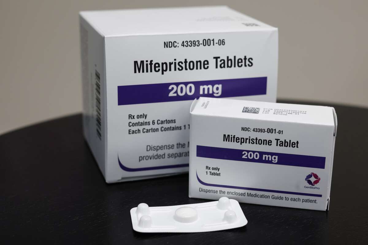 Packages of Mifepristone tablets are displayed at a family planning clinic on April 13, 2023, in Rockville, Maryland.