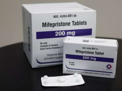 Packages of Mifepristone tablets are displayed at a family planning clinic on April 13, 2023, in Rockville, Maryland.