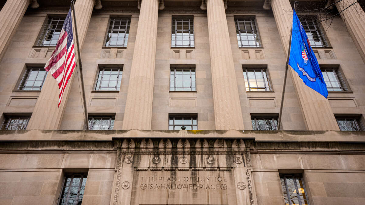 The Robert F. Kennedy Department of Justice Building on December 19, 2025, in Washington, D.C.