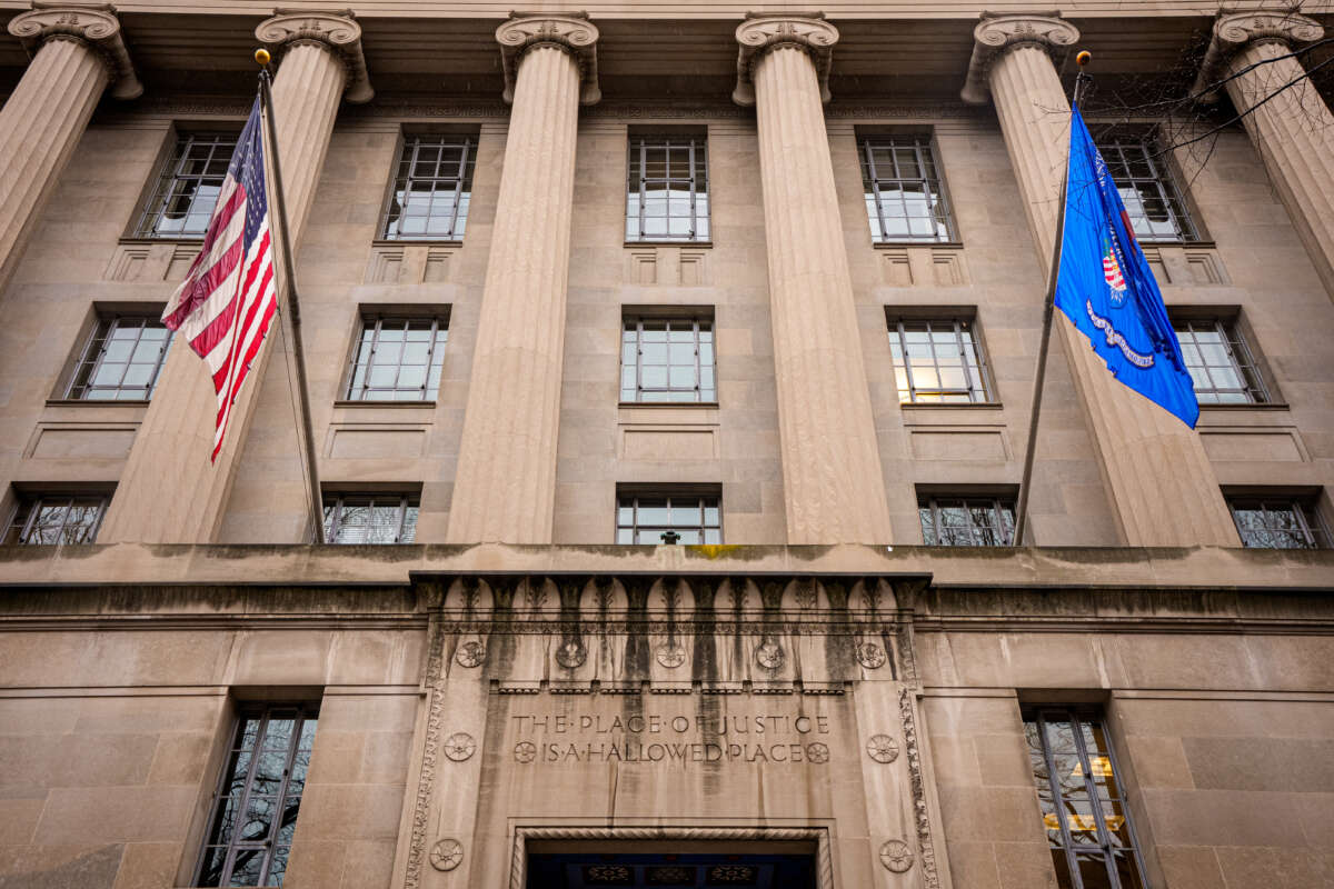 The Robert F. Kennedy Department of Justice Building on December 19, 2025, in Washington, D.C.
