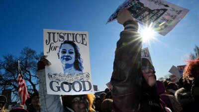 High school students protest the fatal shooting of Renée Good and federal agents on January 14, 2026, in St Paul, Minnesota.