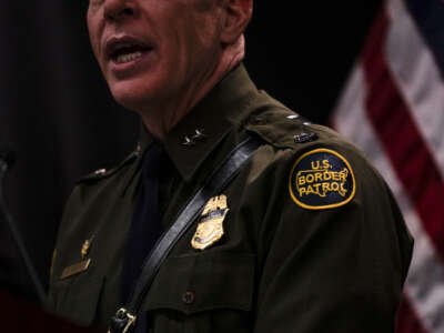 Border Patrol Commander Gregory Bovino speaks during a press conference at the Bishop Henry Whipple Federal on January 22, 2026, in Minneapolis, Minnesota.