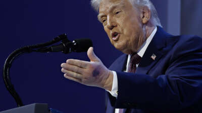 Donald Trump speaks during a signing ceremony for the “Board of Peace” at the World Economic Forum (WEF) on January 22, 2026, in Davos, Switzerland.