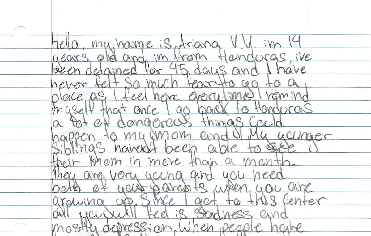 An excerpt of the letter Ariana wrote from inside the Dilley Immigration Processing Center. She also wrote a wish list on New Year’s Eve, which included seeing her siblings and returning to her home in Hicksville, New York.