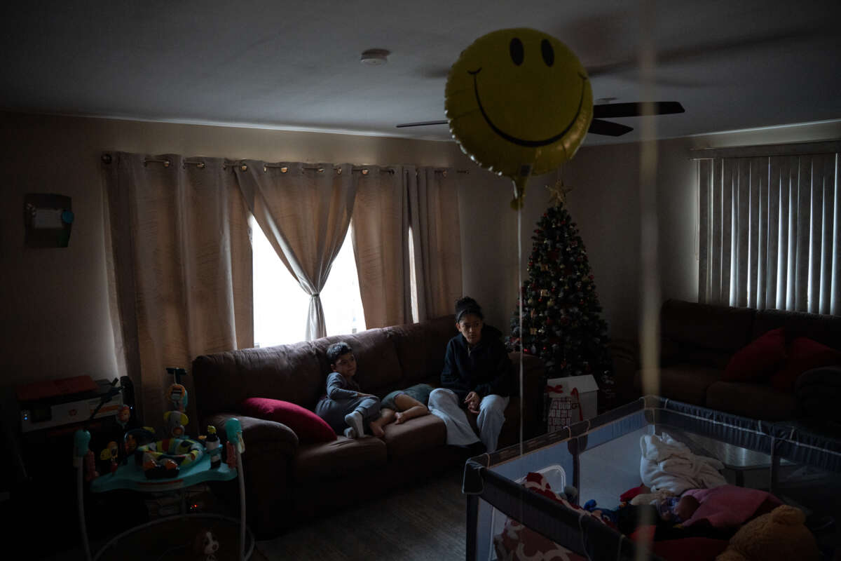 Ariana sits alongside her siblings back at her home in New York.