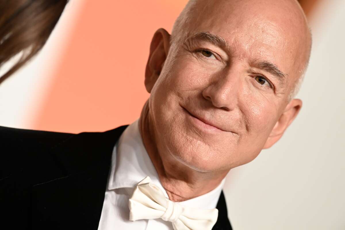Jeff Bezos attends the 2025 Vanity Fair Oscar Party at Wallis Annenberg Center for the Performing Arts on March 2, 2025 in Beverly Hills, California.