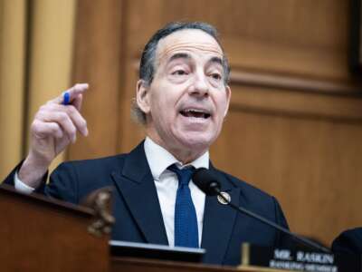 Rep. Jamie Raskin (D-Maryland) questions a witness in a hearing on Thursday, January 22, 2026.
