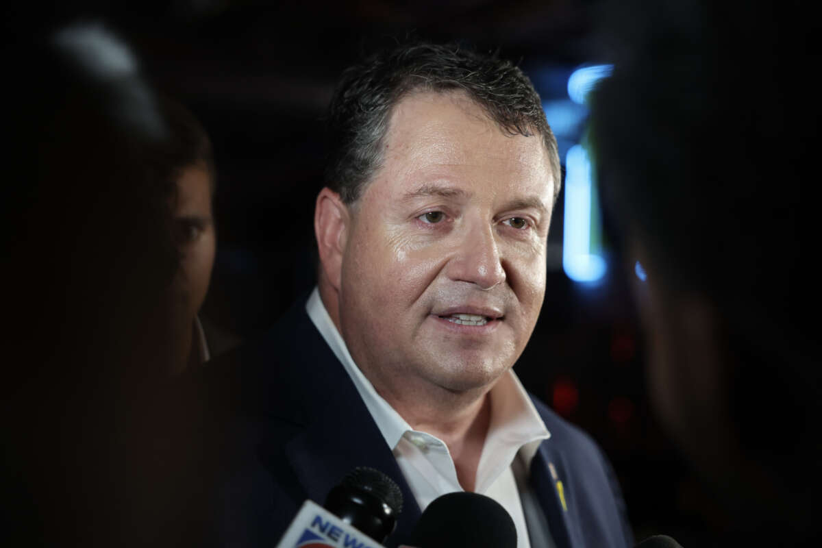 Florida Rep. Randy Fine speaks with the media on April 1, 2025, in Ormond Beach, Florida.