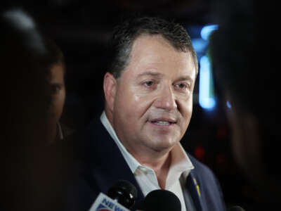 Florida Rep. Randy Fine speaks with the media on April 1, 2025, in Ormond Beach, Florida.