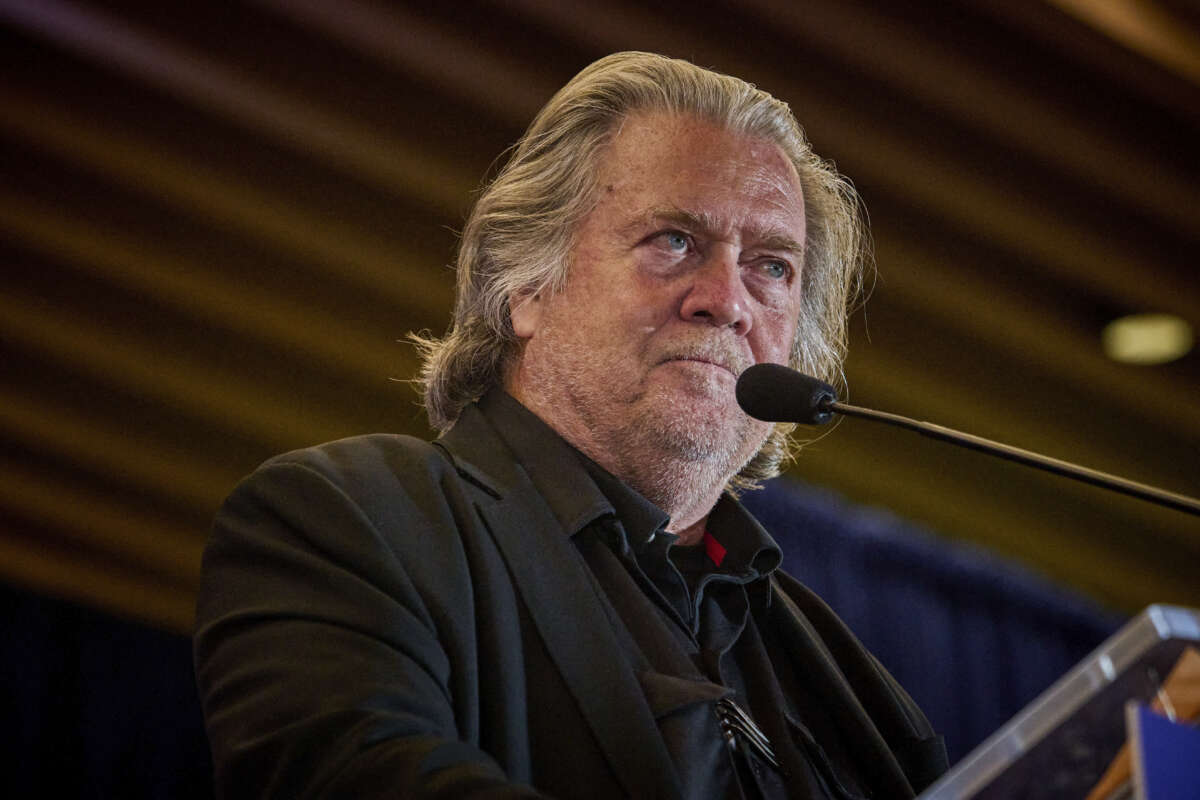 Steve Bannon speaks at the National Conservatism Conference in Washington D.C., on September 3, 2025.
