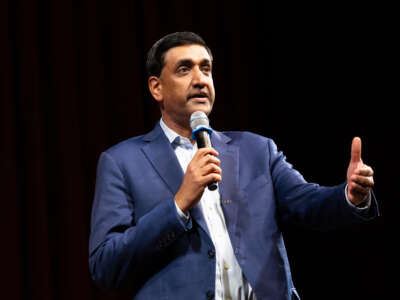 Rep. Ro Khanna speaks at a town hall event on February 20, 2026, in Stanford, California.