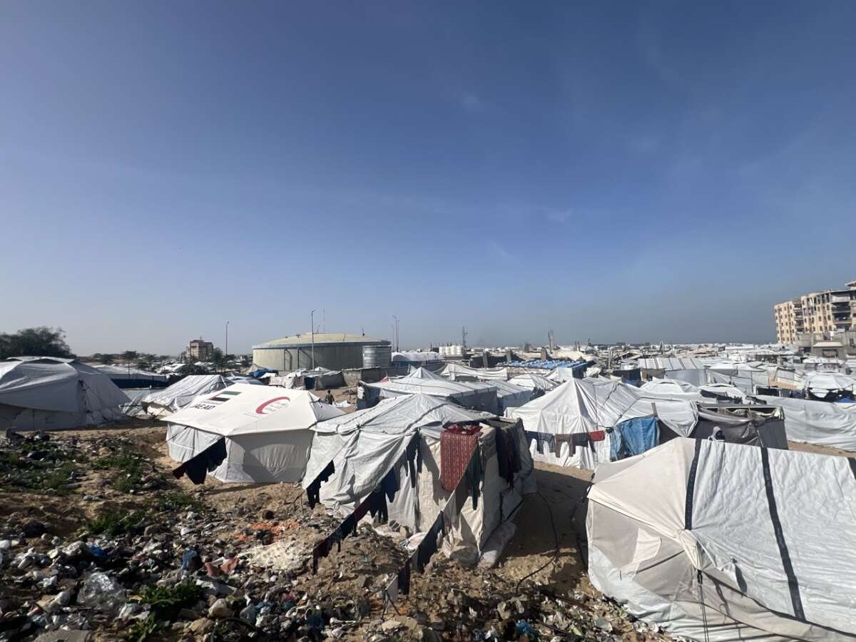 This is the shelter that Hend Helow and her team risked their lives to visit in order to help the people in Khan Younis.