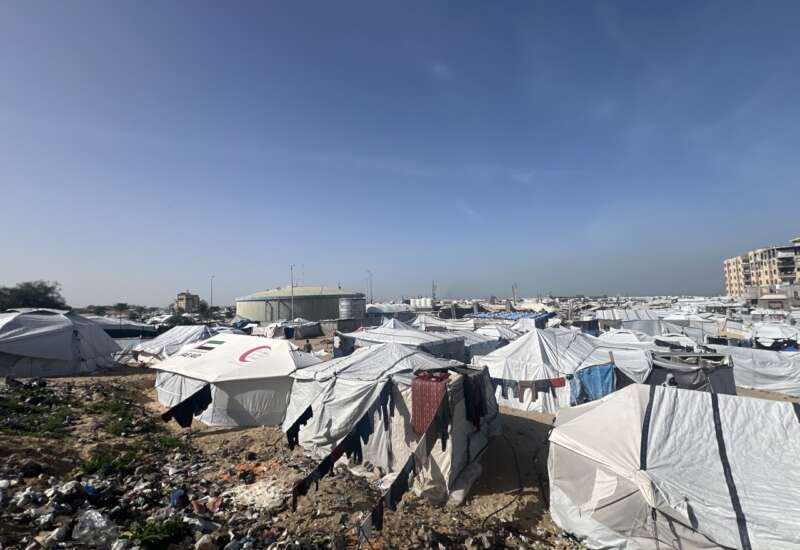 This is the shelter that Hend Helow and her team risked their lives to visit in order to help the people in Khan Younis.