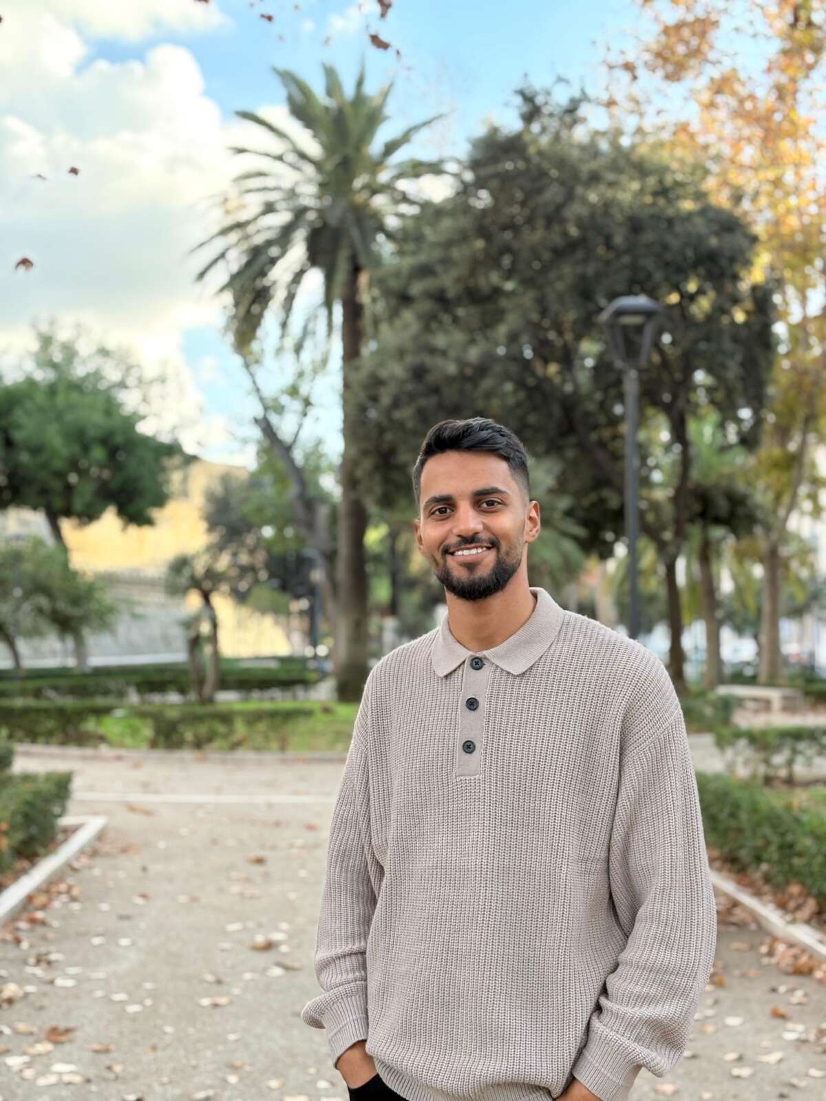 Fares Al Farra, who finally has the opportunity to study and recover, in Bari, Italy, October 2025.