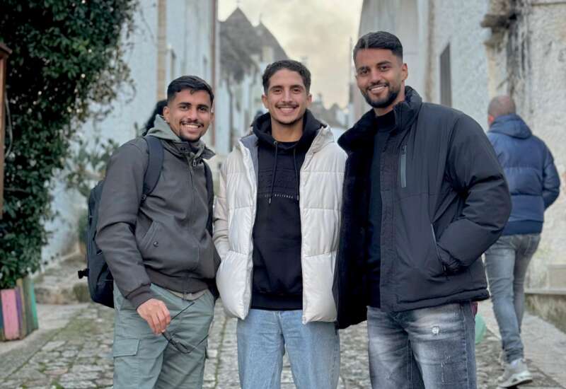 The three students together in Puglia, making new memories in Italy while carrying Gaza in their hearts. December 2025.