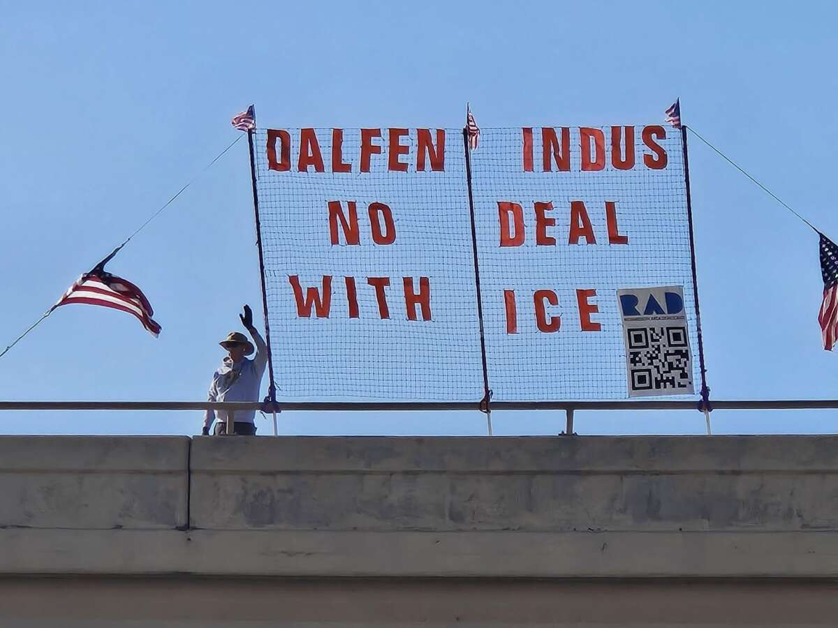 Allied organizations in Dallas protested outside the Dalfen Industrial headquarters after announcing the company sold a warehouse in Roxbury, New Jersey to become an ICE warehouse.