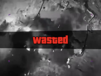The video flashed the word "wasted" on top of footage of strikes in the style of the Grand Theft Auto series.