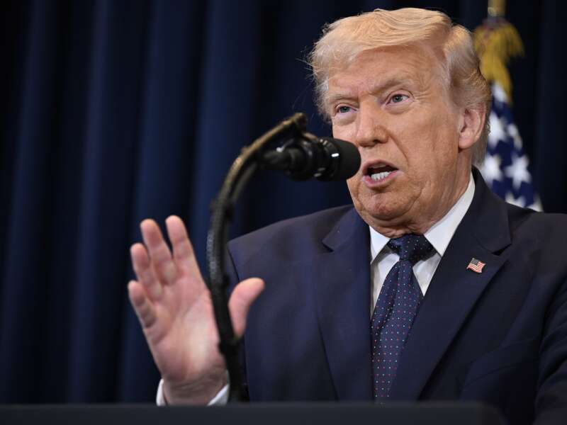 President Donald Trump speaks during the Republican Members Issues Conference at Trump National Doral Miami on March 9, 2026 in Miami, Florida.